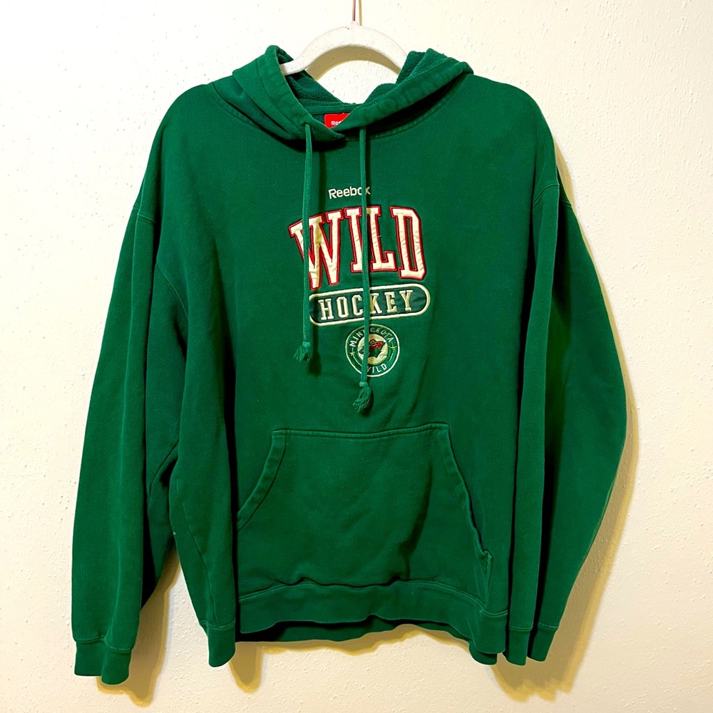 Vintage 90s Minnesota Wild Green Reebok Hockey  hoodie